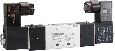 Baomain Pneumatic Solenoid Air Valve 4V120 06 DC 24V 5 Way 2 Position