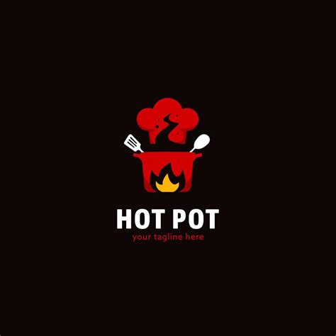 hot pot cuisine restauration restaurant culinaire logo icône symbole avec ustensiles de cuisine