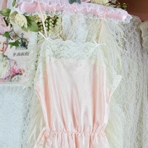 Vintage S Satin Pink Lace Teddy Bodysuit Upcycled Vintage Lingerie Lace Teddy Bodysuit High