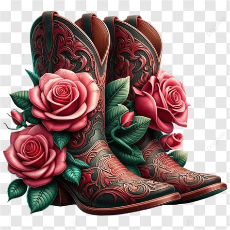 Womens Cowboy Boots With Red Roses Cowboy Boots With Flowers Rose Red