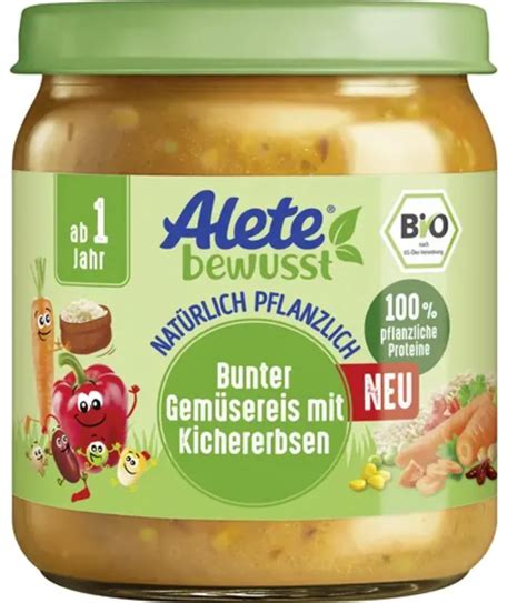 Alete Bio Bunter Gemüsereis mit Kichererbsen 250 g Piccantino