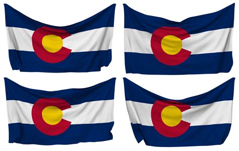 State Of Colorado Pinned Flag From Corners Isolated With Different