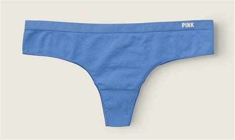 Victoria S Secret Sexy Pink Thong Pantie Seamless Stretch Blue Xs S Nwt