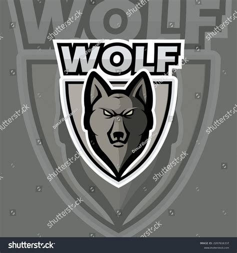 Wolf Mascot Logo Grey Color Illustration Stock Vector Royalty Free