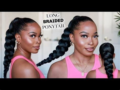 Sleek Long Braided Ponytail On Type Natural Hair Using Braiding Hair