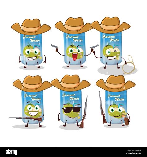 Cool Cowboy Coconut Water Can Cartoon Character With A Cute Hat Vector