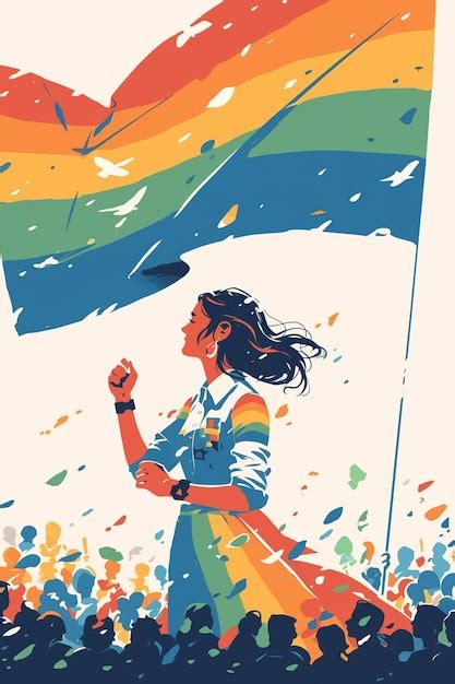 Lesbian Pride Month Celebration Parade Poster Premium AI Generated Vector