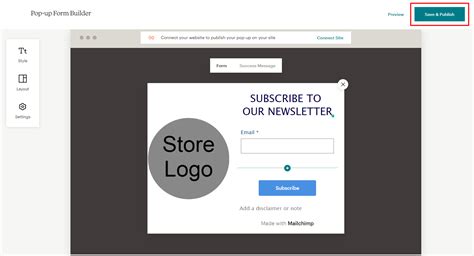 How To Set Up Mailchimp Pop Up Signup Form Sitegiant Support Centre