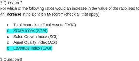 Question For Which Of The Following Ratios Would An Increase In The