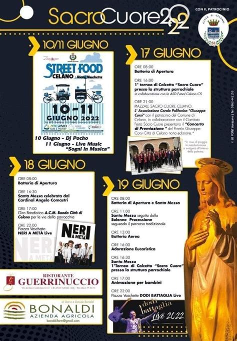 Festa Del Sacro Cuore A Celano Questa Sera Street Food Il Programma