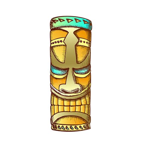 Hawaiian Tiki Clipart Vector, Tiki Idol Hawaiian Wooden Statue Color Vector, Tiki, Idol ...