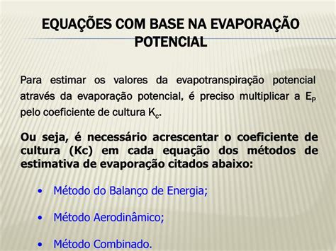 Ppt Estimativa Da Evapotranspira O Powerpoint Presentation Free