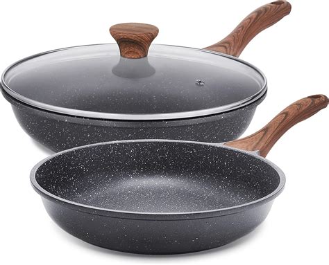 Sensarte Nonstick Frying Pan Skillet Set Swiss Granite Coating Omelette Pan Healthy Stone