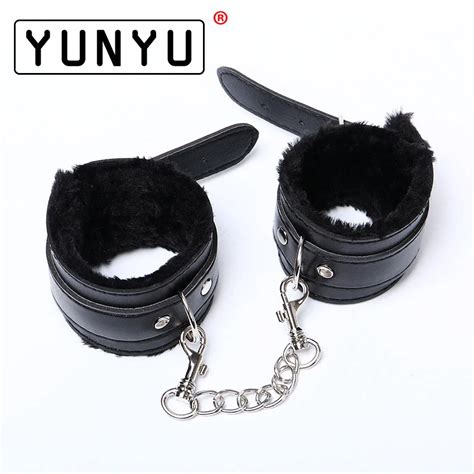 1 Pair Black Soft PU Leather Handcuffs Restraints Sex Bondage Sex