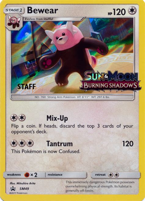 Pokémon Sun and Moon Promo Card SM049 Bewear Staff Version Arcade