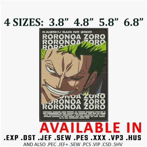 Roronoa Zoro One Piece Embroidery Design Anime Design Embr Inspire