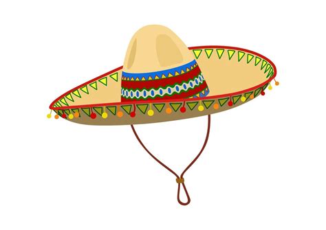 ilustração em vetor chapéu sombrero mexicano em um fundo branco