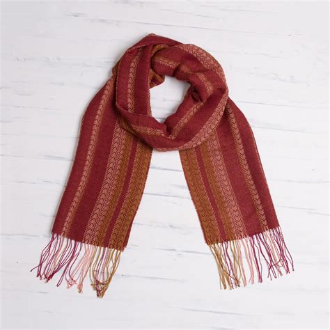 Unicef Market Hand Woven Striped Alpaca Blend Wrap Scarf From Peru