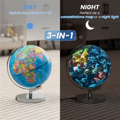 In Illuminated World Globe With Stand And Constellations Costway