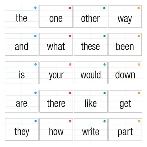 Sight Words Printable Flash Cards