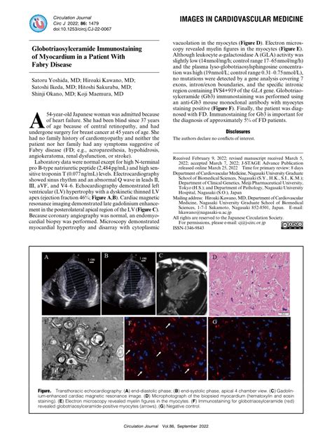 PDF Globotriaosylceramide Immunostaining Of Myocardium In A Patient