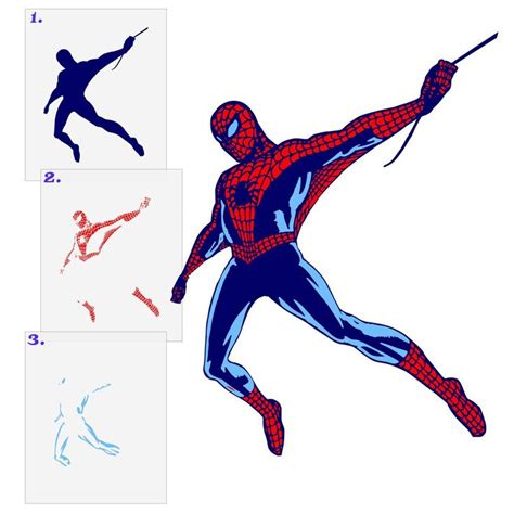 Spiderman Layered Stencil Set | Spiderman, Stencils, Spiderman stencil