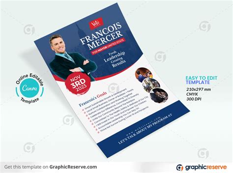 Political Candidate Flyer Canva Template Graphic Reserve