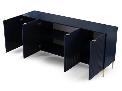 Credenza Con 4 Ante In MDF E Acciaio Blu E Dorato YESINIA