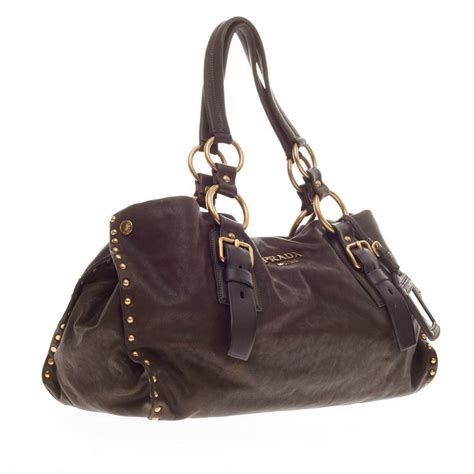 Prada Aviator Shoulder Bag Studded Leather At 1stdibs