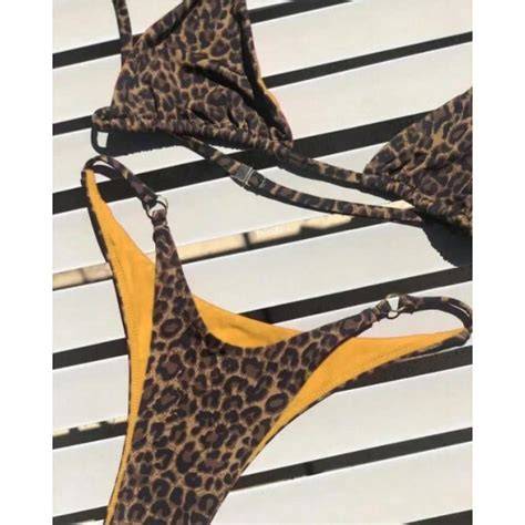 Yellow Leopard XS High Cut Micro Bikini Women Leopard Bandage Push