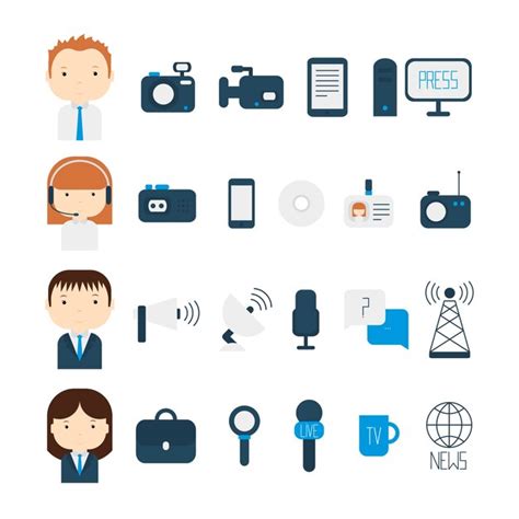 Premium Vector Set Of Flat Vector Journalism Icons