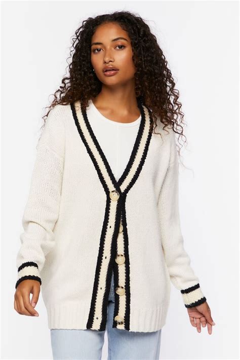 Forever 21 Varsity Striped Cardigan Sweater Cream Multi Forever21usa