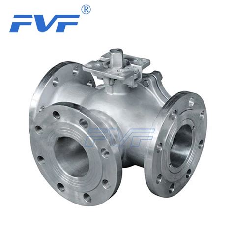 Stainless Steel L Port 3 Way Ball Valve With Mounting Pad FVF