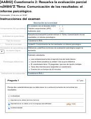 Examen Aab Cuestionario Resuelva La Evaluaci N Parcial N Mero