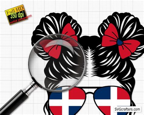 Messy Bun Dominican Republic Flag Svg Png, Dominican Republic flag