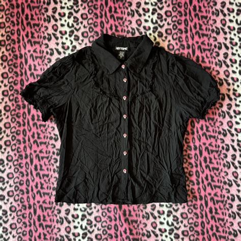 Hot Topic Black Puffy Ruffle Sleeved Button Up With Depop