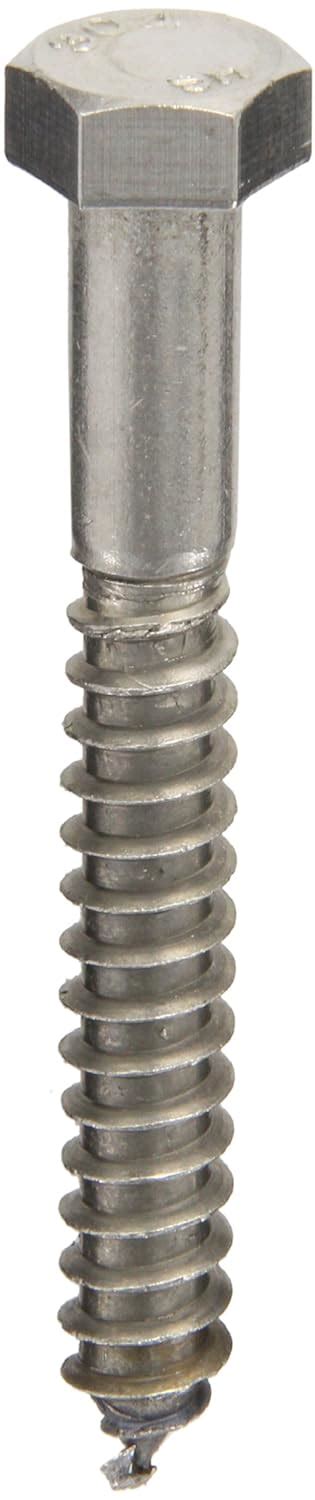 18 8 Stainless Steel Hex Bolt Fully Threaded Pack Of 10 Plain Finish 1