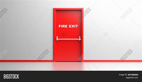 Fire Exit Sign On Red Image & Photo (Free Trial) | Bigstock