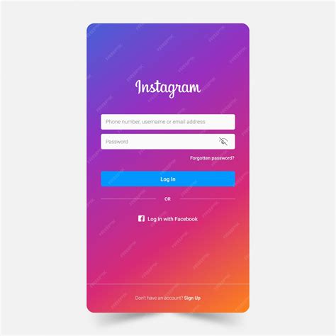 Premium Vector | Instagram social media mobile login screen or page
