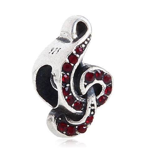 Babao Jewelry Music Note Ruby Red Cz Crystals Sterling Silver Bead