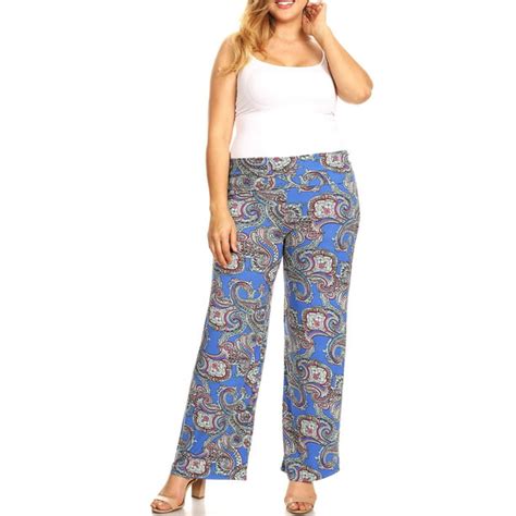 White Mark Womens Plus Size Paisley Printed Palazzo Pants