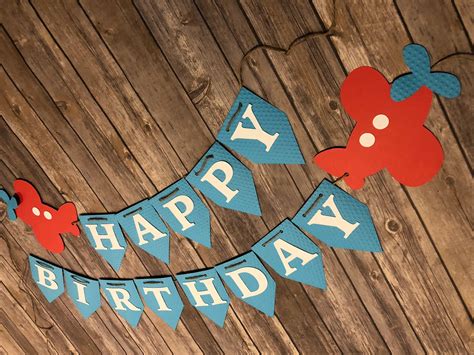 Airplane Happy Birthday Banner Airplane Party Plane Banner | Etsy