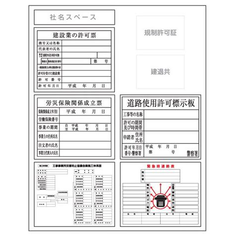 建設一体型標識・1100mm×1400mm・建設業労災保険施工体系図＋道路使用スペース（自立式枠付土のう枠土台付） 安全用品 工事