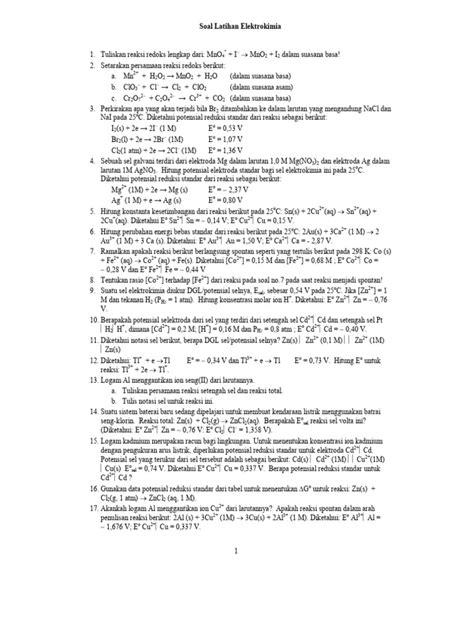 Soal Latihan Elektrokimia Pdf