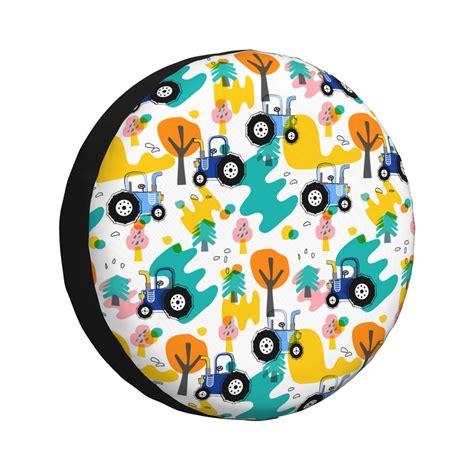 Fotbe Cute Tractor And Vehicle Pattern Spare Tire Cover Thickening