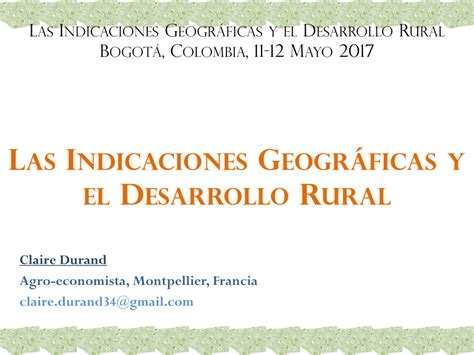 PDF Las Indicaciones Geograficas Y El Desarrollo Rural