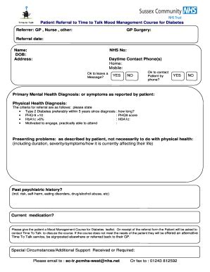 Fillable Online Gp Westernsussexhospitals Nhs T2T Referral Form MMC For