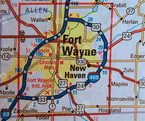 Map Image of Fort Wayne Indiana Stock Image - Image of county ...