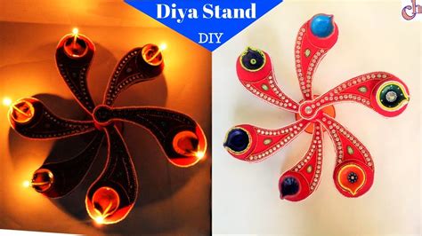 Diya Stand From Cardboad Best Out Of Waste Diwali Decoration