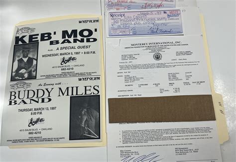 Keb Mo Concert Contract 1997 Pittsburgh PA | Visible Vibrations